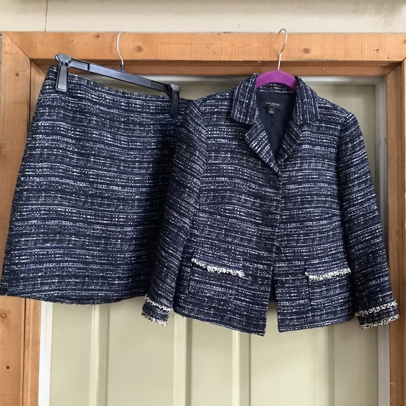 Ann Taylor Jackets & Blazers - Ann Taylor Petite Blue Tweed Suit